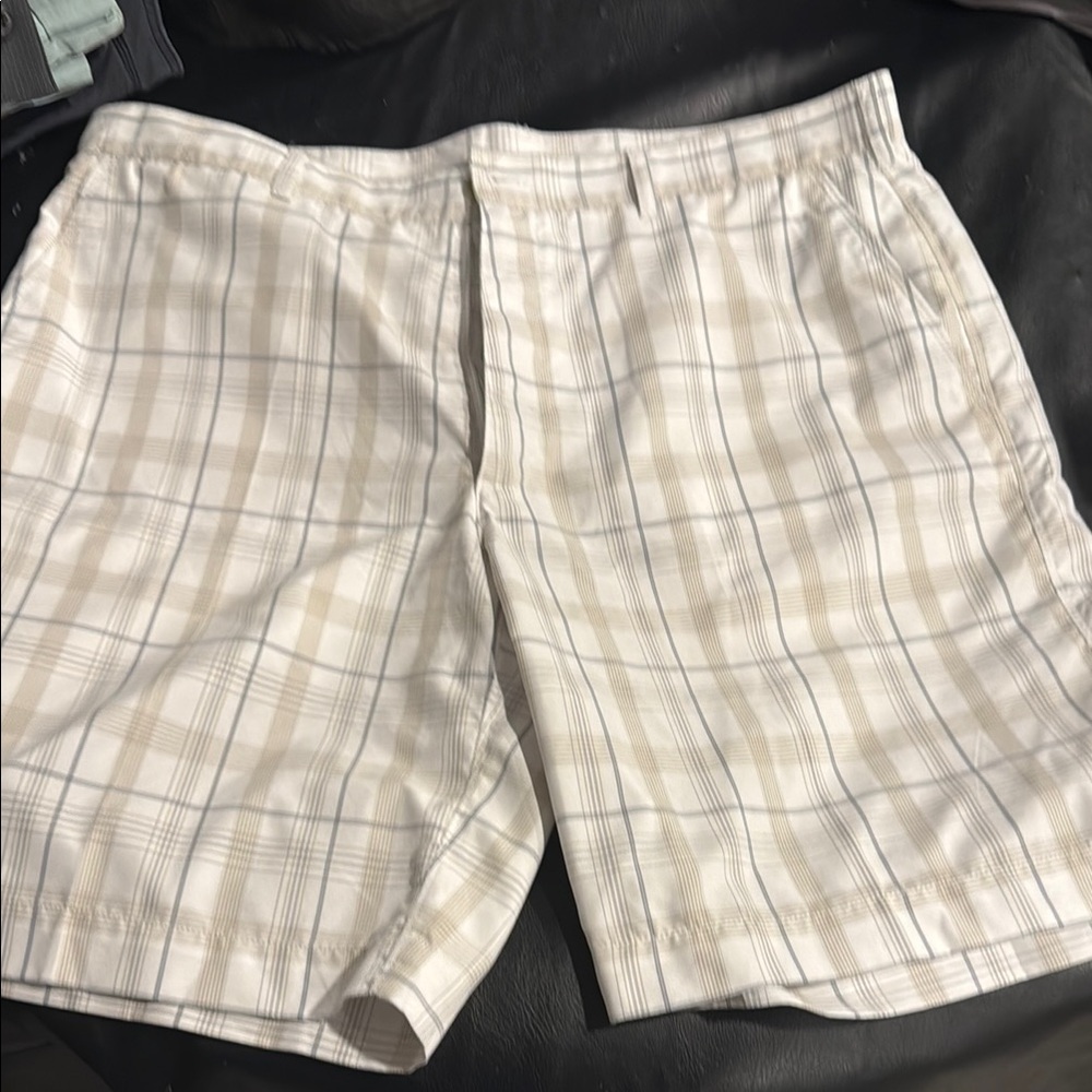 Tan Flat Front Shorts Lightweight Casual Wear